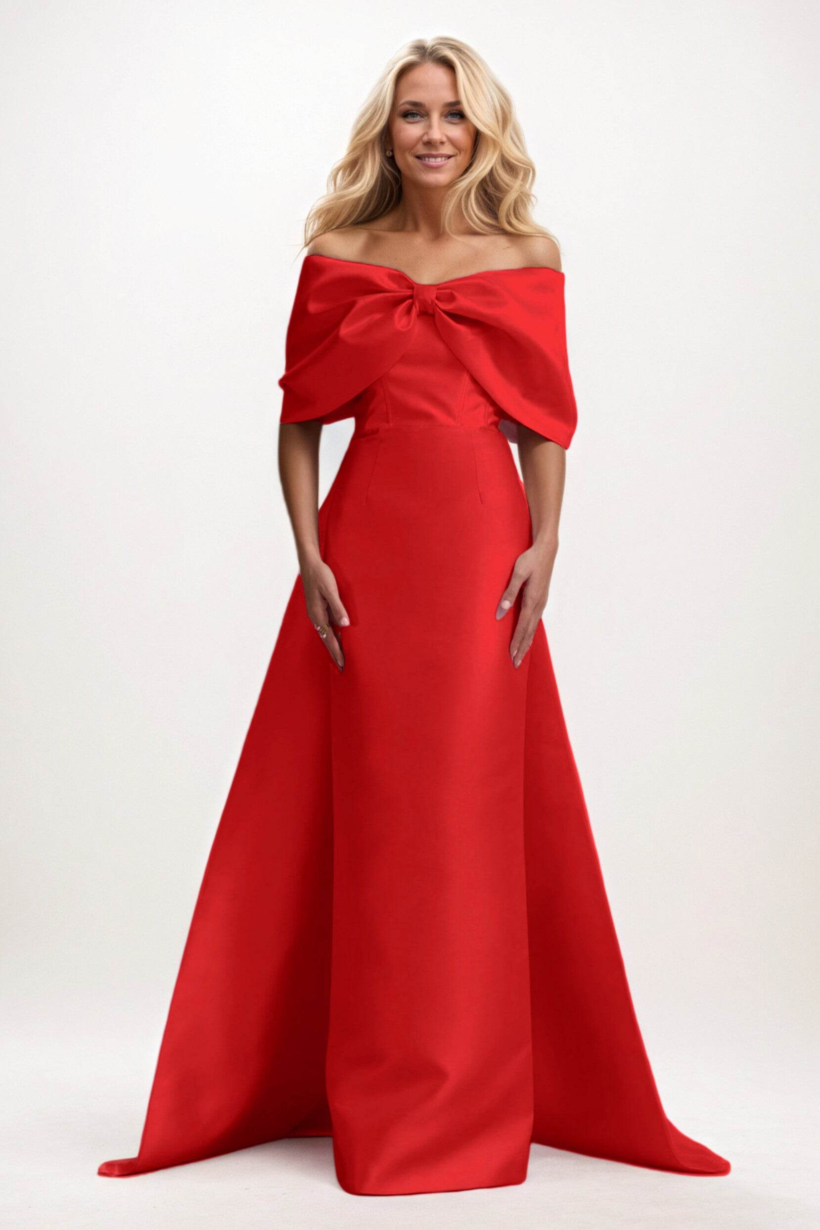 Elegant Trumpet Mermaid Maxi Mikado Mother of the Bride Dress