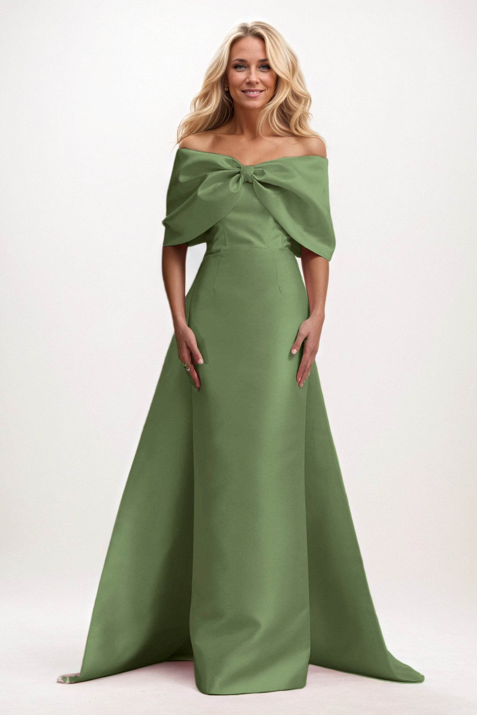 Elegant Trumpet Mermaid Maxi Mikado Mother of the Bride Dress
