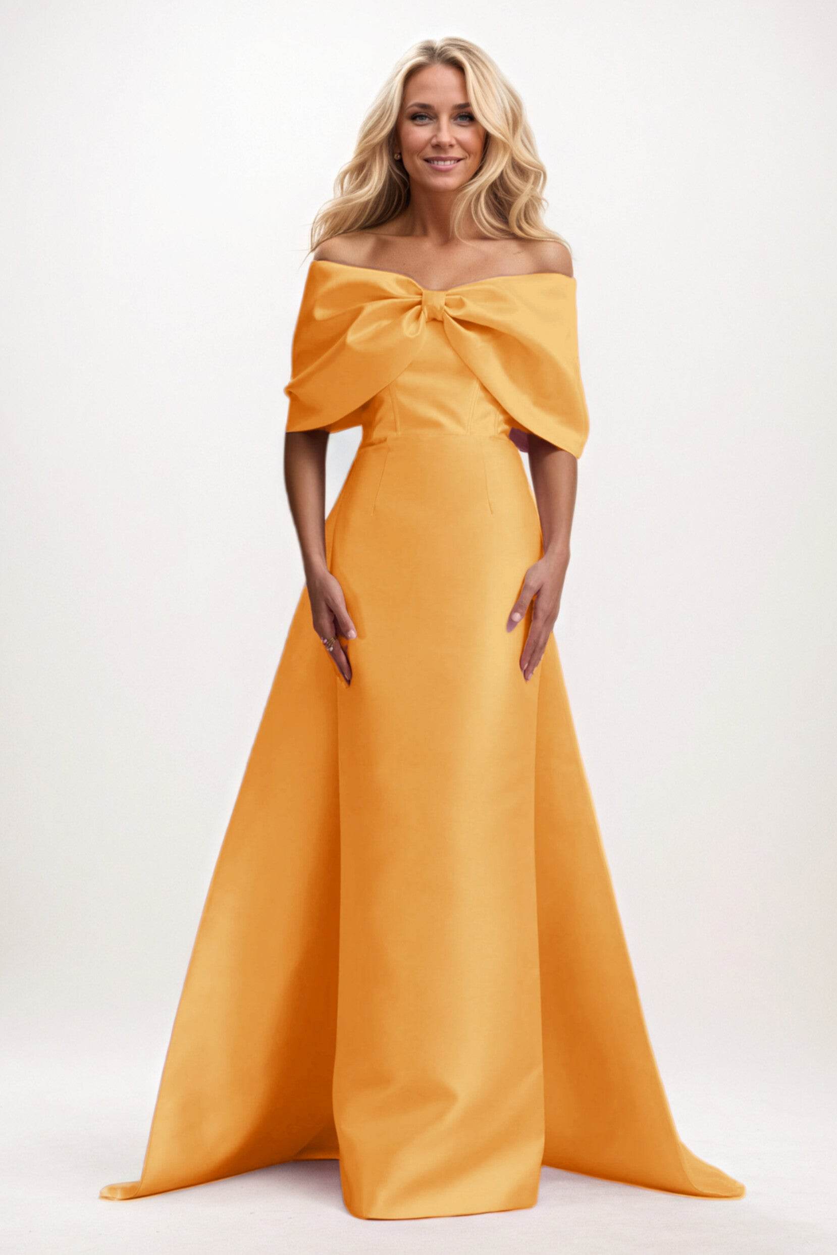 Elegant Trumpet Mermaid Maxi Mikado Mother of the Bride Dress