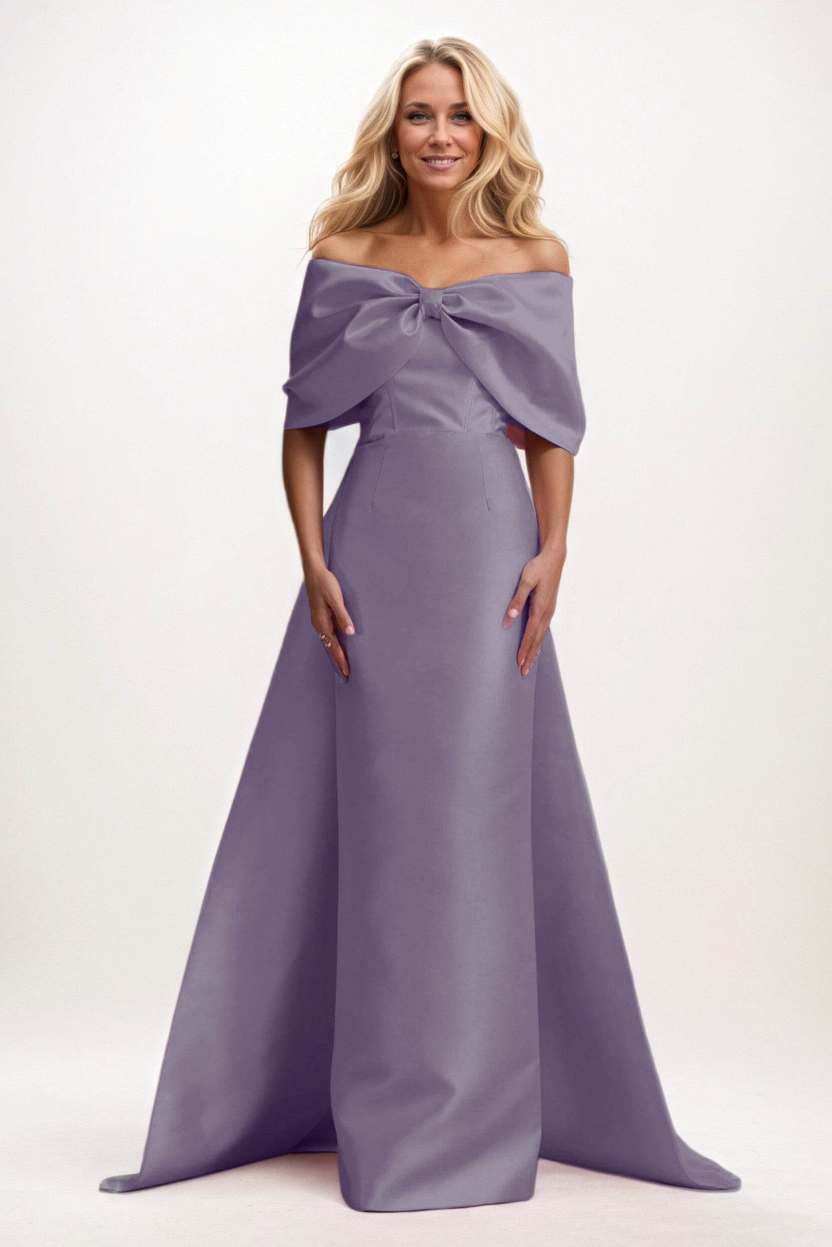 Elegant Trumpet Mermaid Maxi Mikado Mother of the Bride Dress