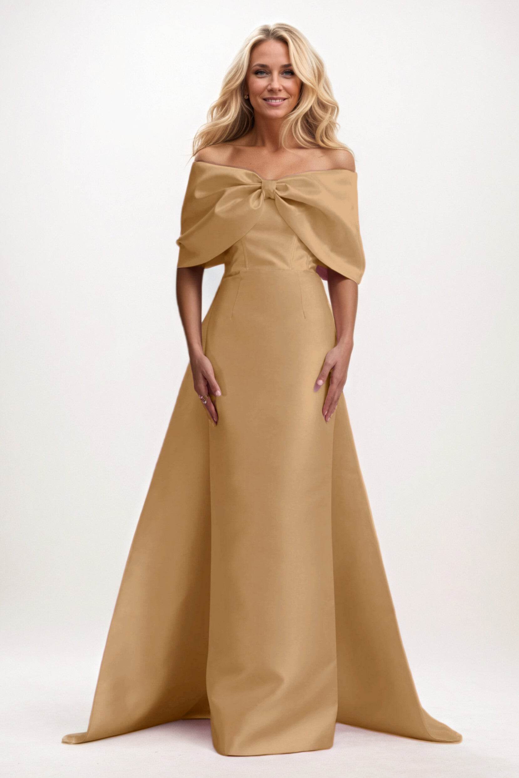 Elegant Trumpet Mermaid Maxi Mikado Mother of the Bride Dress