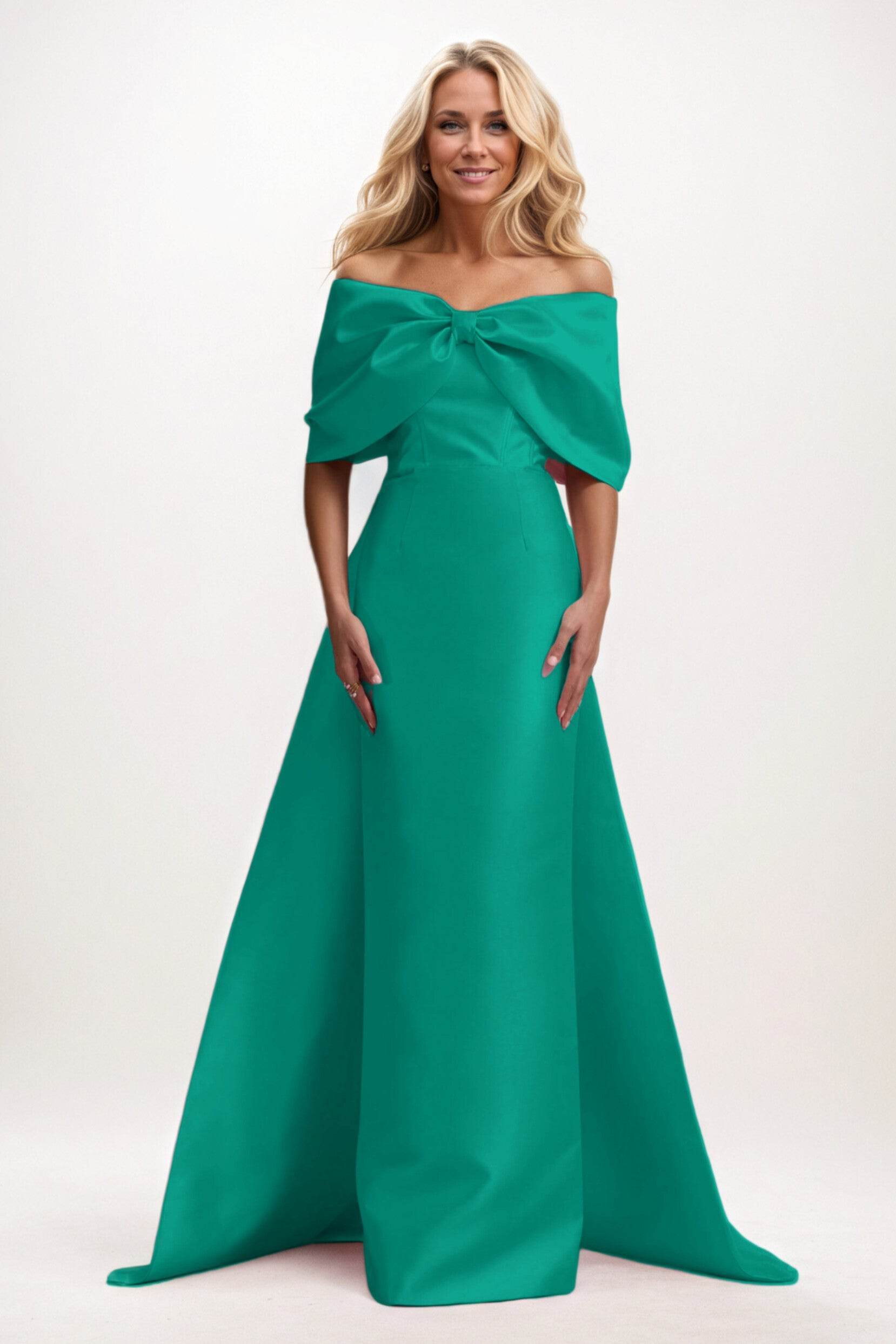 Elegant Trumpet Mermaid Maxi Mikado Mother of the Bride Dress