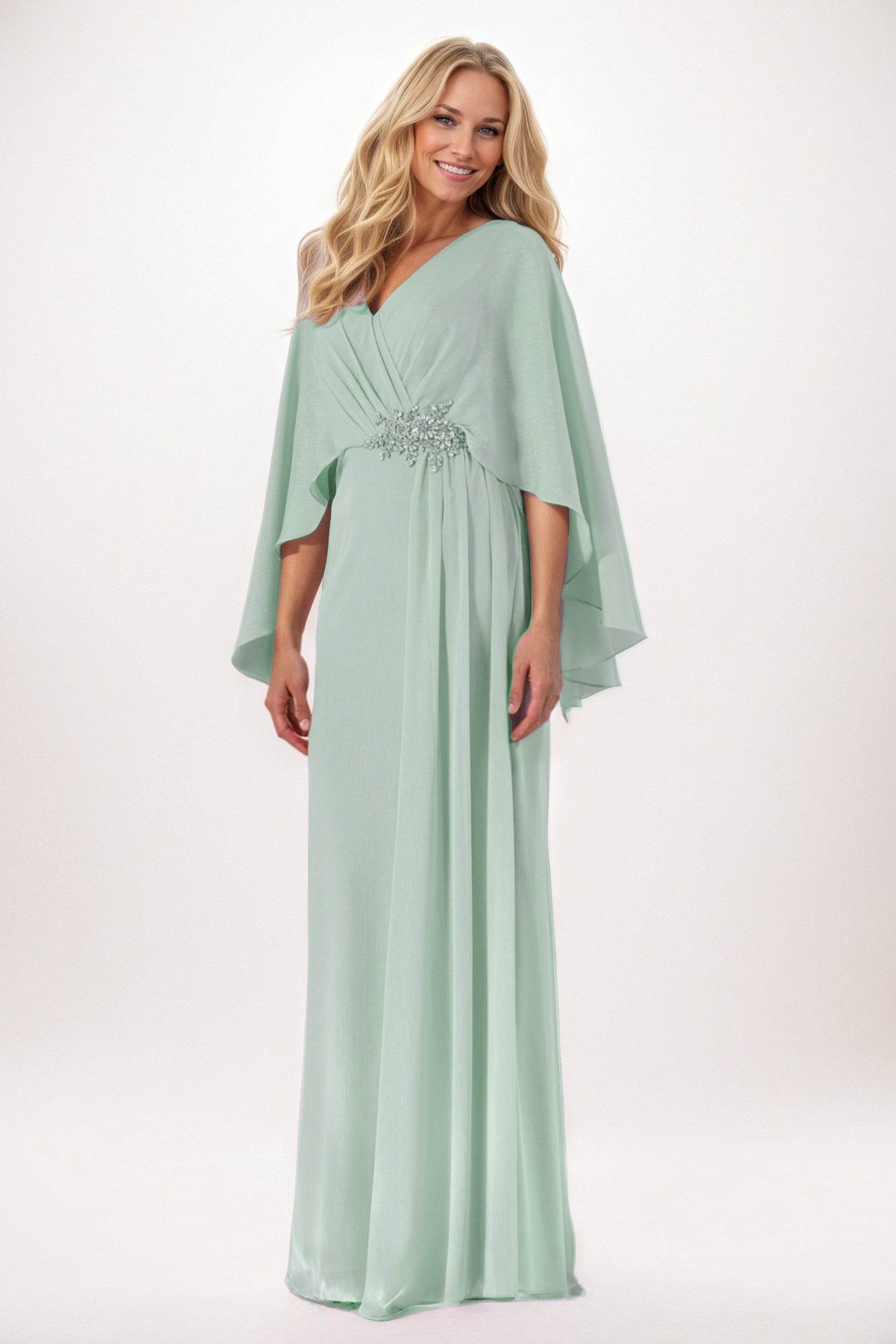 Elegant Sheath Column Maxi Chiffon Mother of the Bride Dress