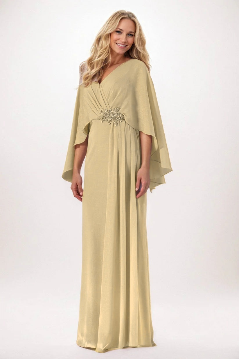 Elegant Sheath Column Maxi Chiffon Mother of the Bride Dress