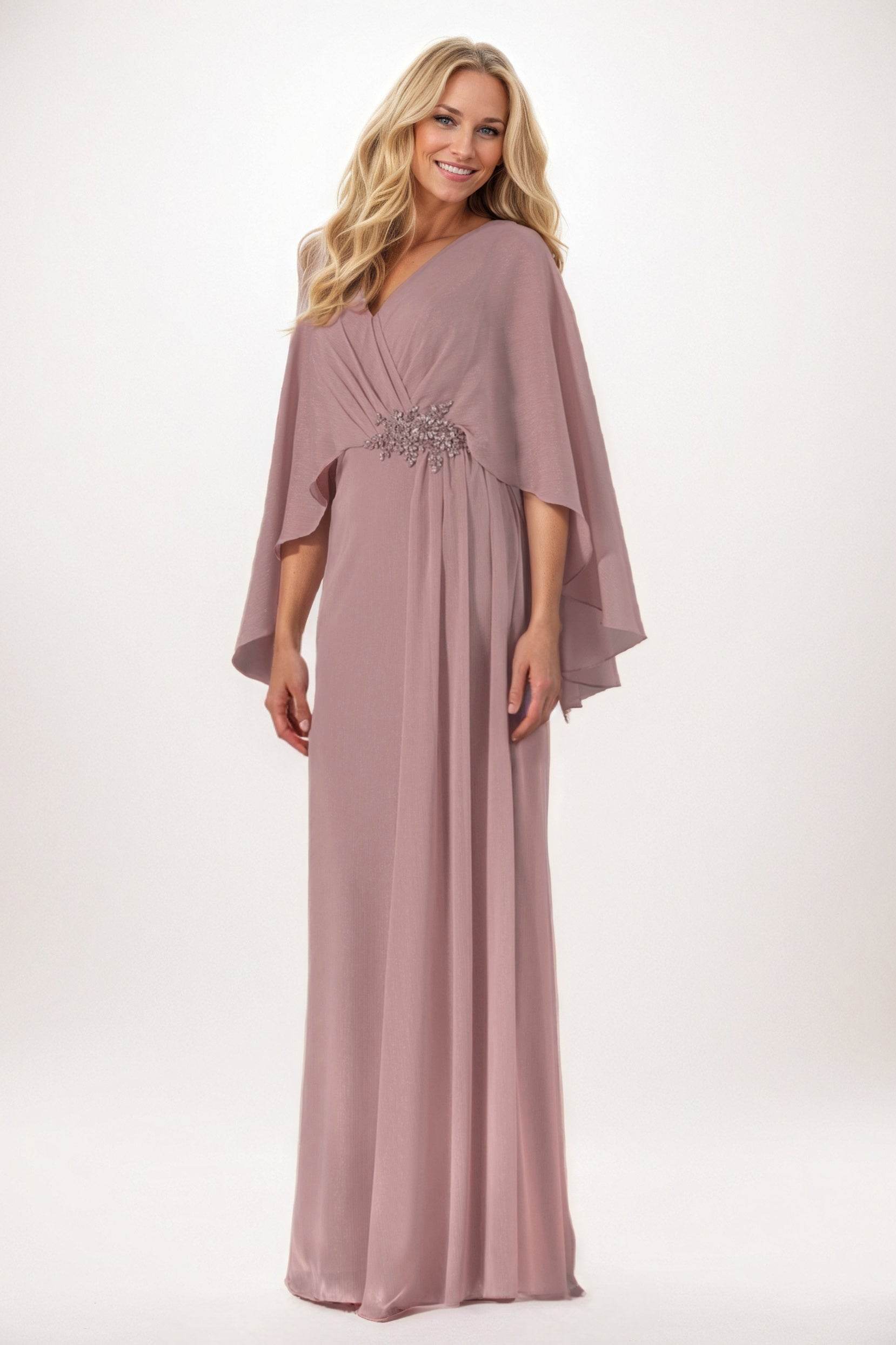 Elegant Sheath Column Maxi Chiffon Mother of the Bride Dress