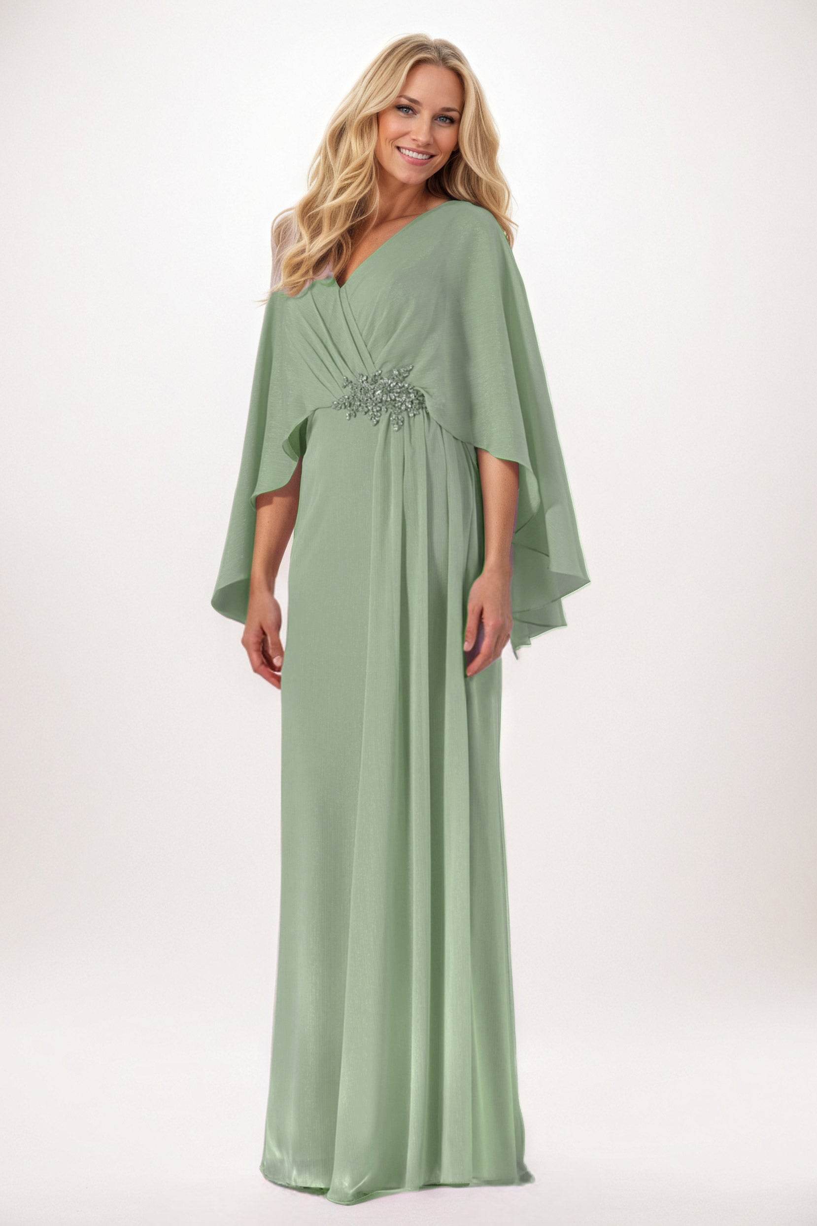 Elegant Sheath Column Maxi Chiffon Mother of the Bride Dress