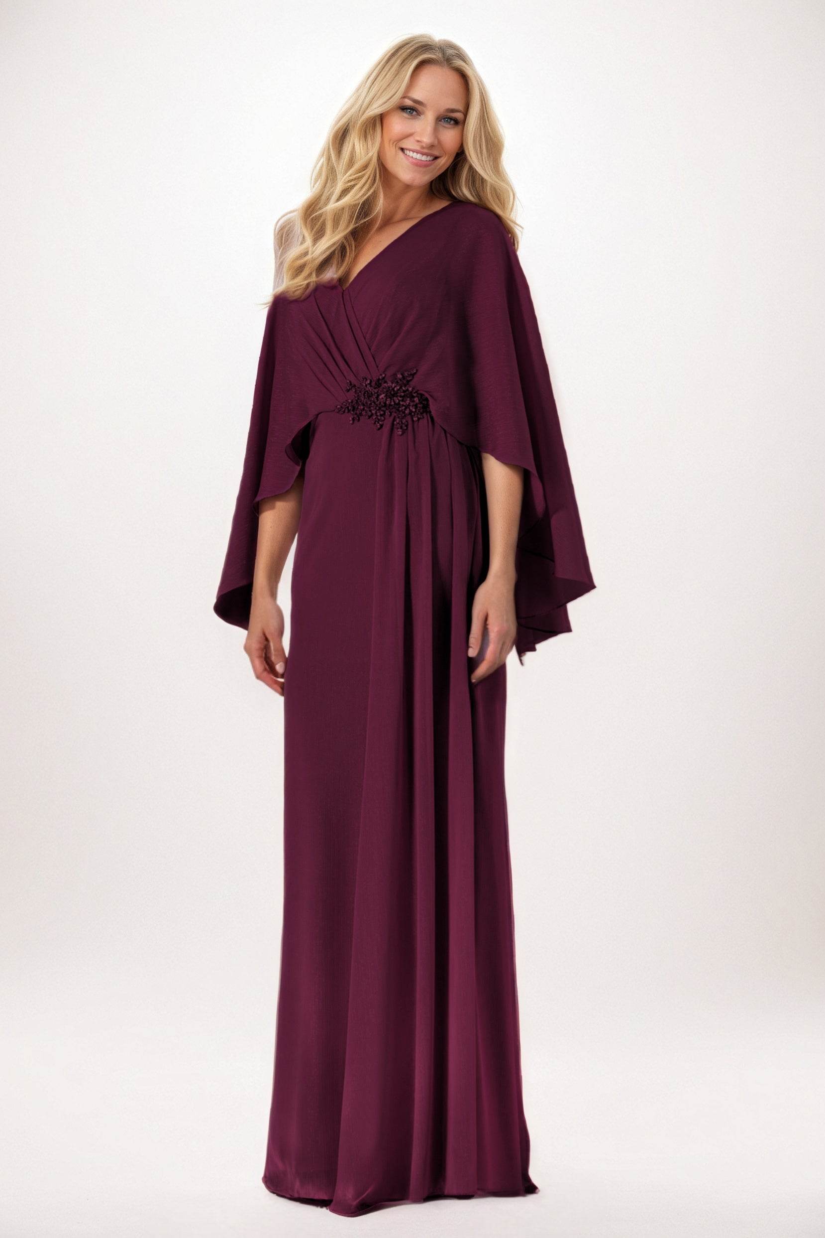 Elegant Sheath Column Maxi Chiffon Mother of the Bride Dress