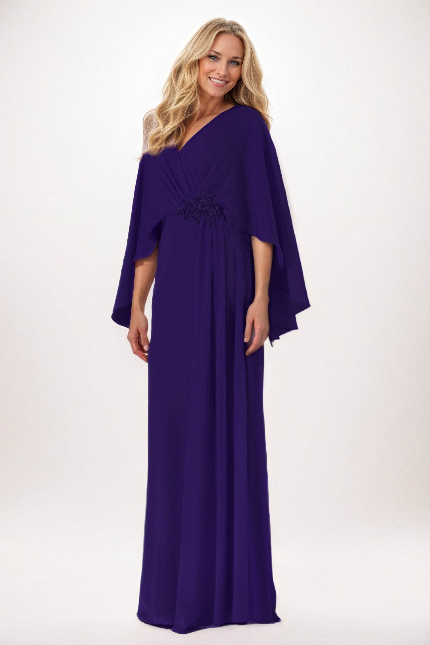 Elegant Sheath Column Maxi Chiffon Mother of the Bride Dress