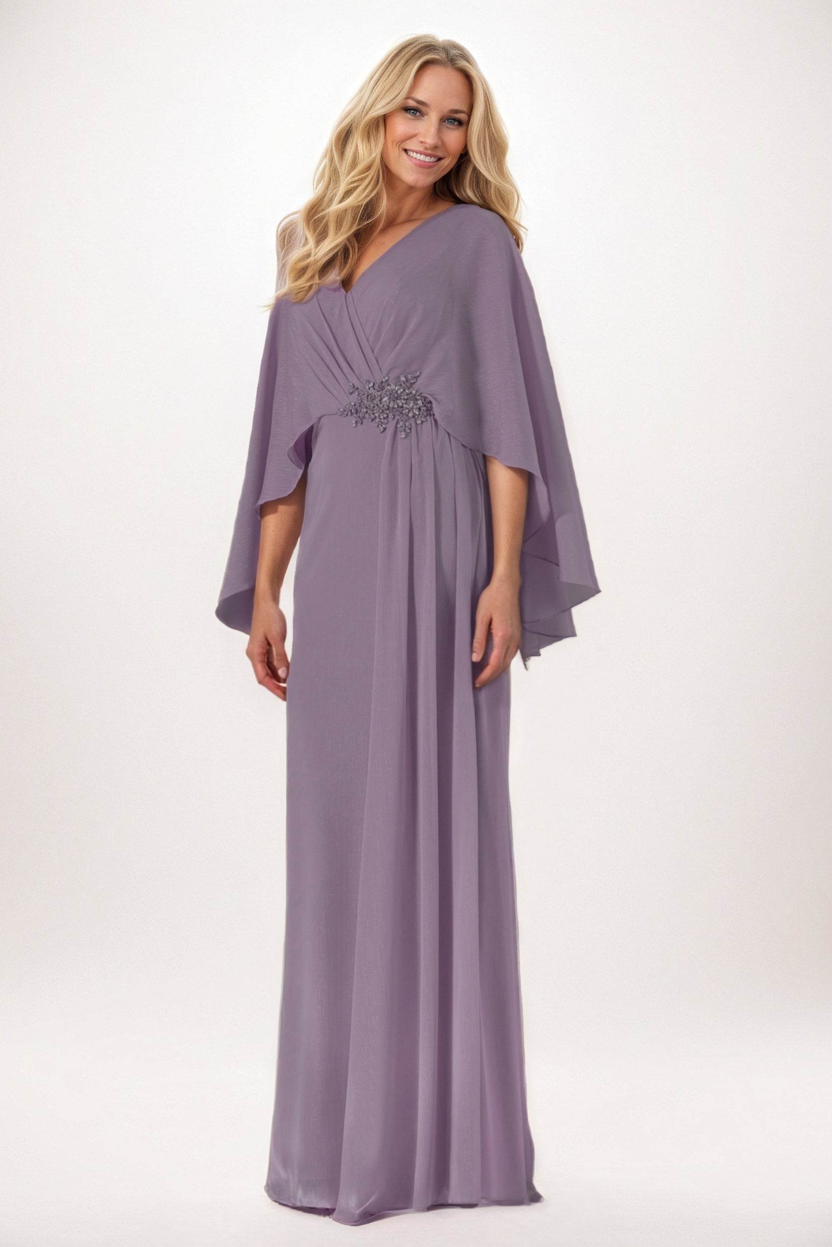 Elegant Sheath Column Maxi Chiffon Mother of the Bride Dress
