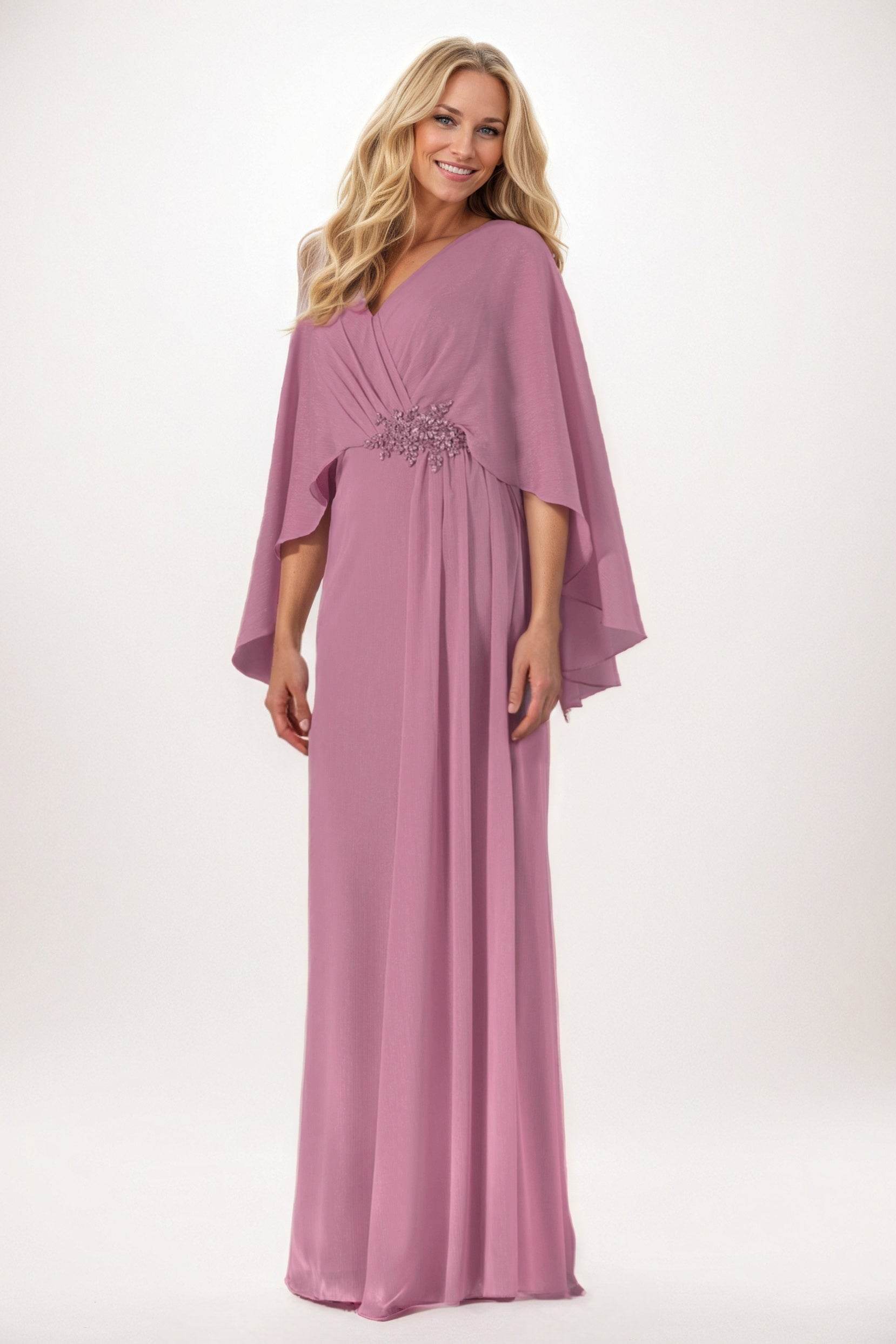 Elegant Sheath Column Maxi Chiffon Mother of the Bride Dress