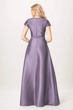 Elegant A-Line Maxi Satin Formal Gown Mother of the Bride Dress