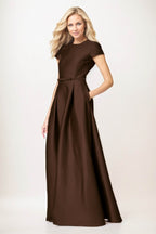 Elegant A-Line Maxi Satin Formal Gown Mother of the Bride Dress
