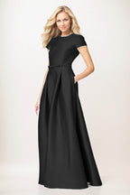 Elegant A-Line Maxi Satin Formal Gown Mother of the Bride Dress