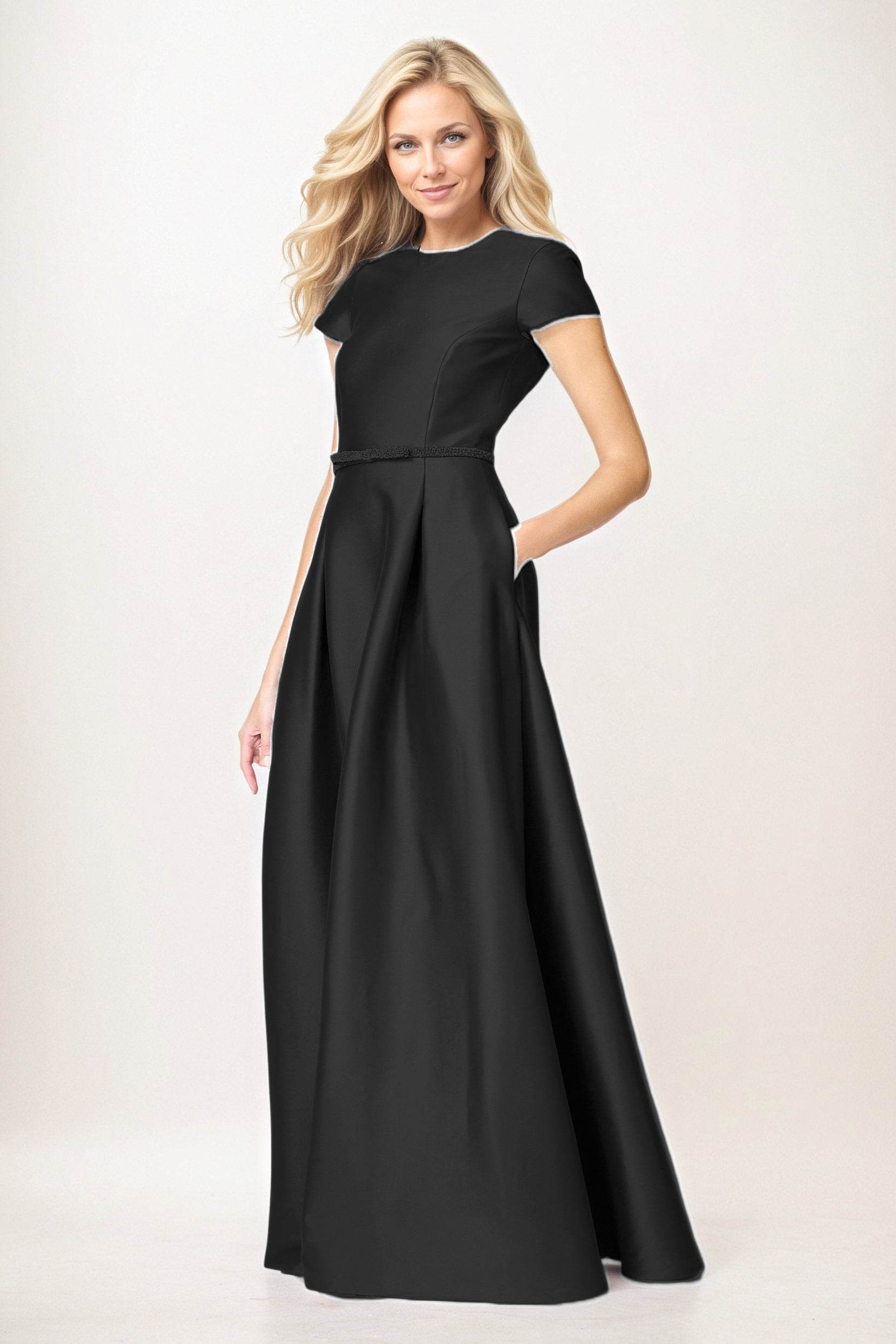 Elegant A-Line Maxi Satin Formal Gown Mother of the Bride Dress