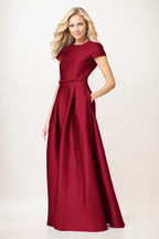 Elegant A-Line Maxi Satin Formal Gown Mother of the Bride Dress