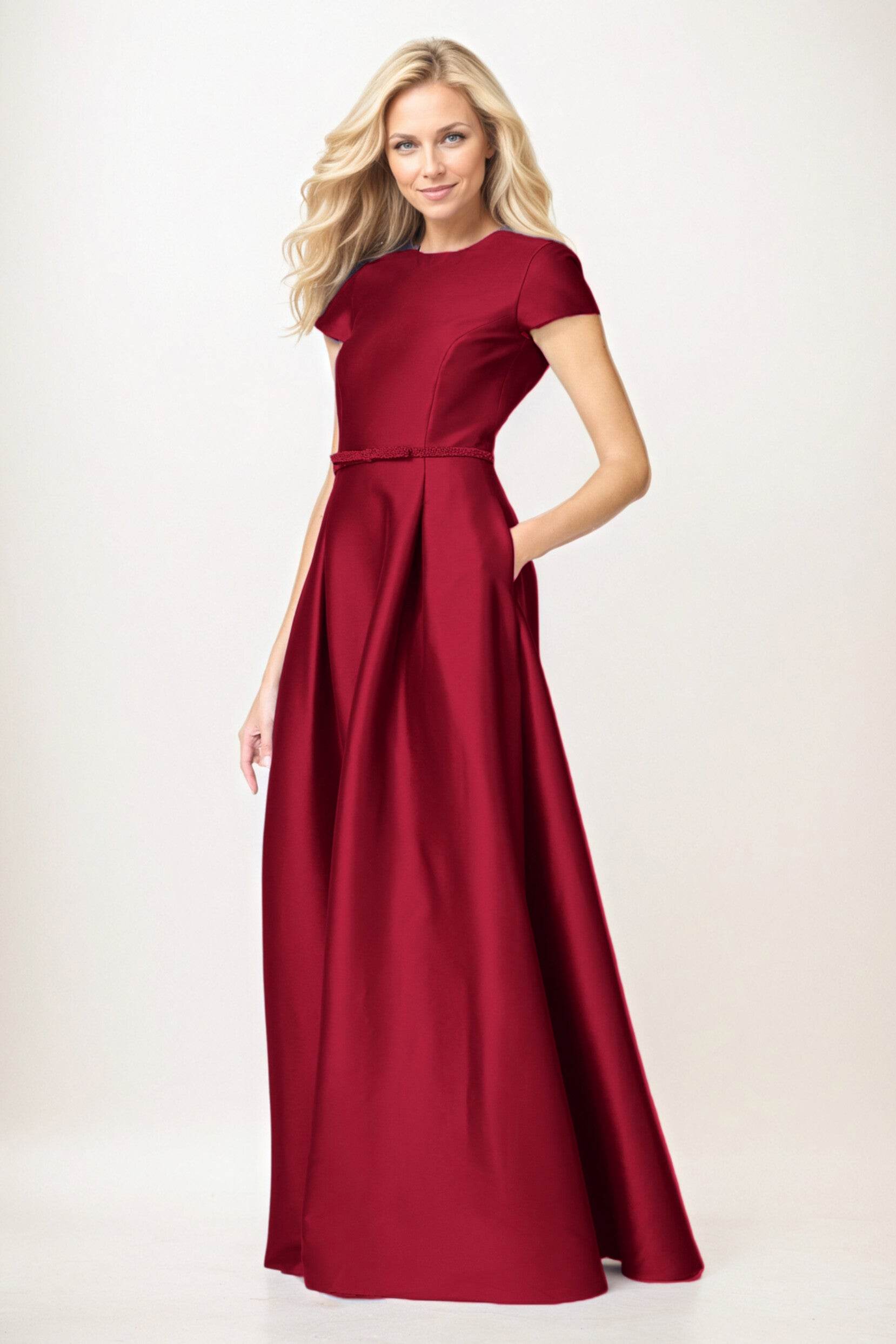 Elegant A-Line Maxi Satin Formal Gown Mother of the Bride Dress