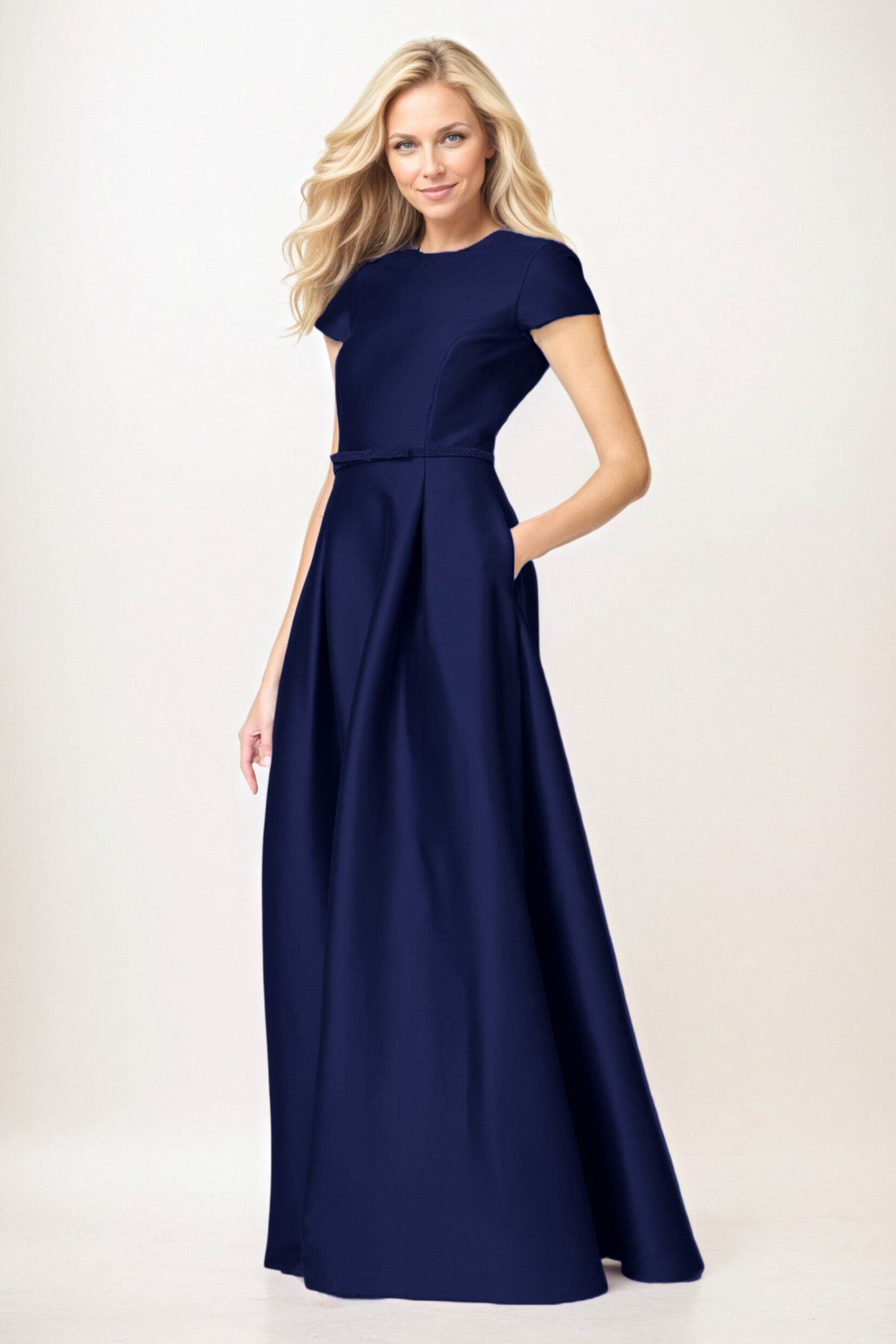 Elegant A-Line Maxi Satin Formal Gown Mother of the Bride Dress