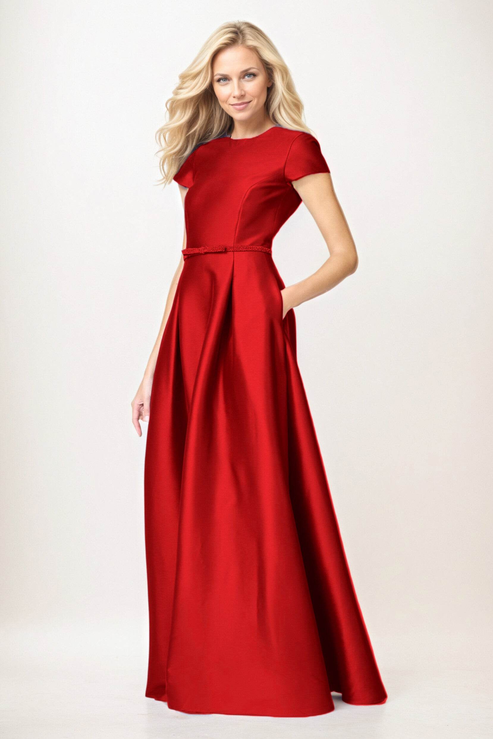 Elegant A-Line Maxi Satin Formal Gown Mother of the Bride Dress