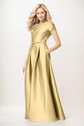 Elegant A-Line Maxi Satin Formal Gown Mother of the Bride Dress