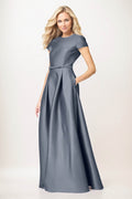 Elegant A-Line Maxi Satin Formal Gown Mother of the Bride Dress
