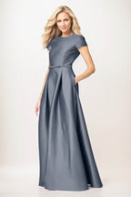 Elegant A-Line Maxi Satin Formal Gown Mother of the Bride Dress