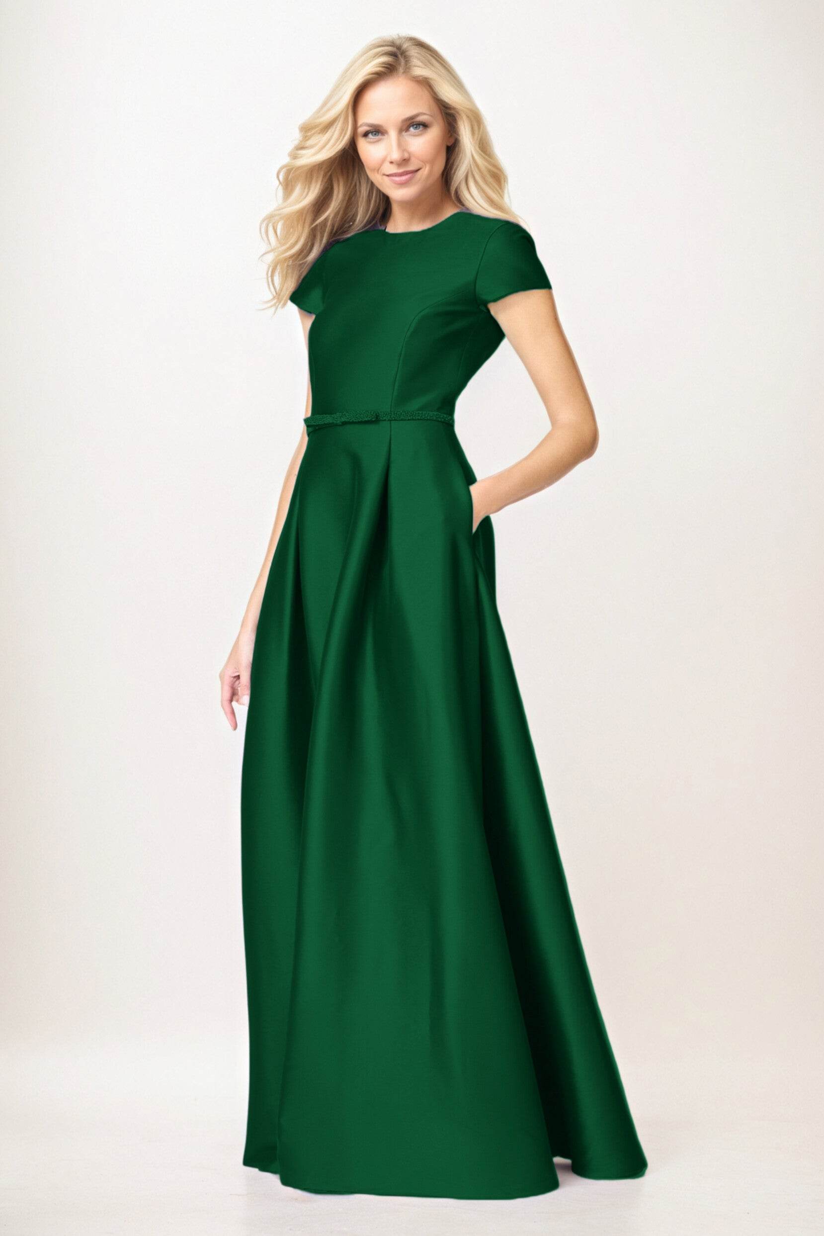 Elegant A-Line Maxi Satin Formal Gown Mother of the Bride Dress