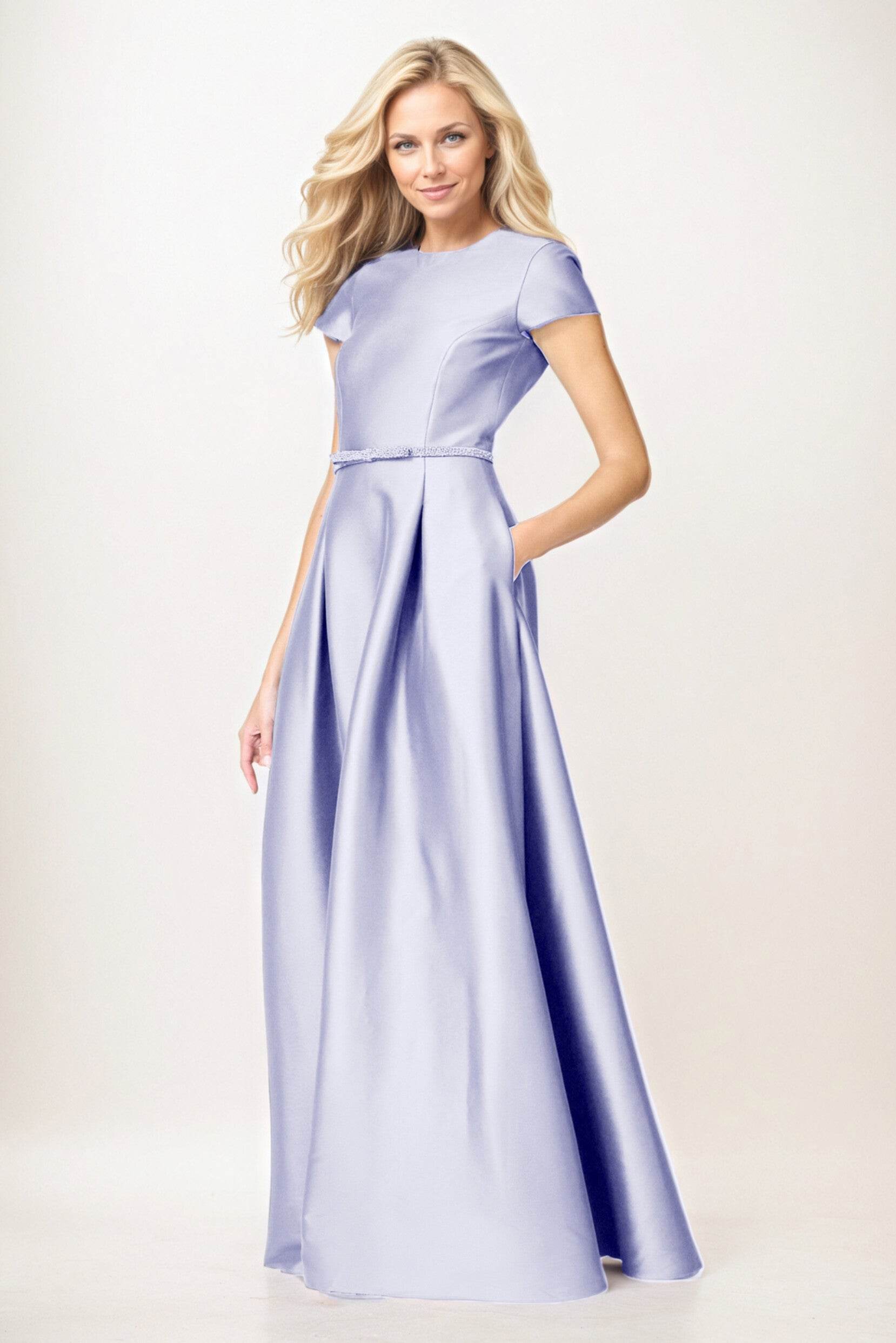 Elegant A-Line Maxi Satin Formal Gown Mother of the Bride Dress