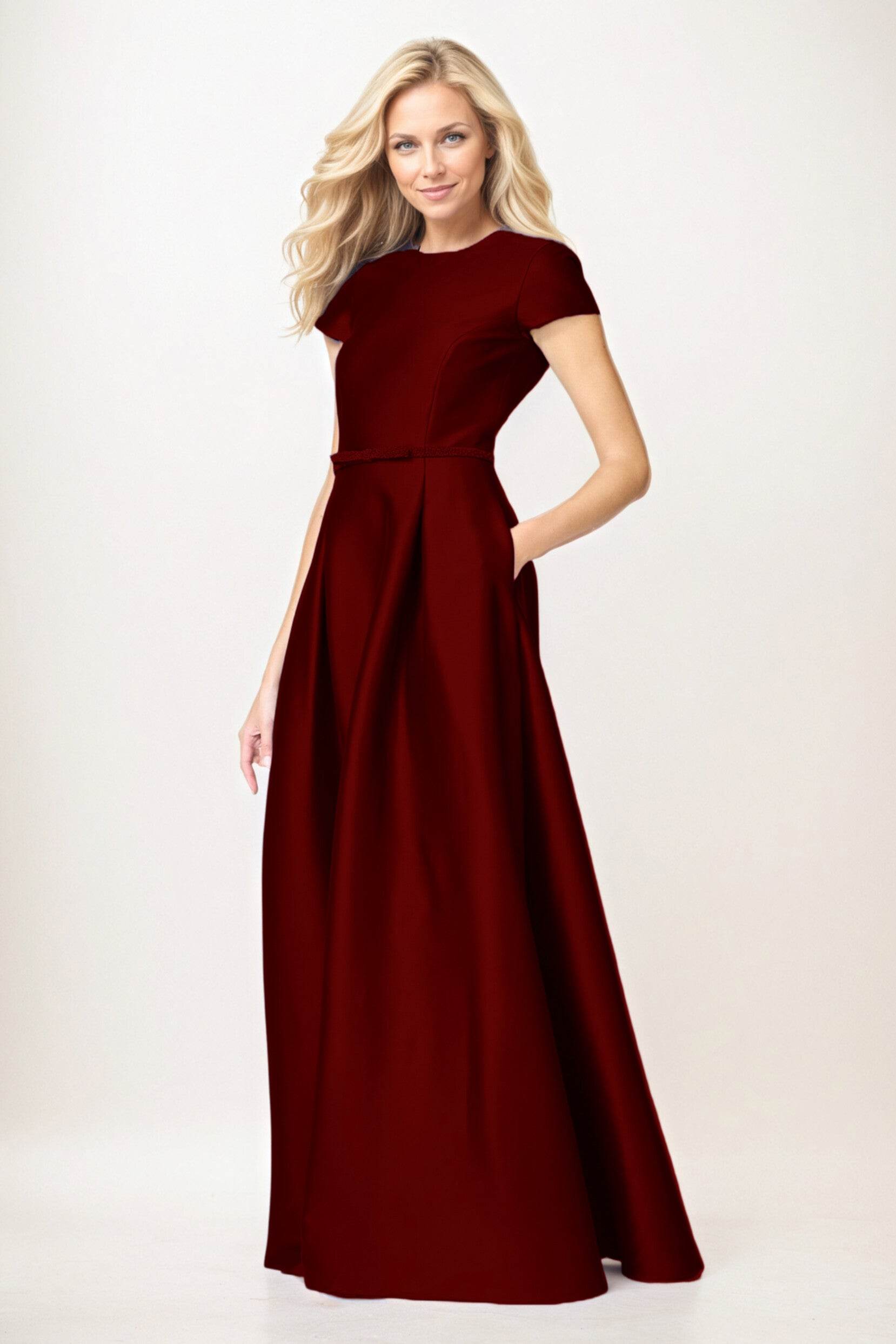 Elegant A-Line Maxi Satin Formal Gown Mother of the Bride Dress