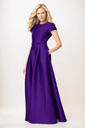 Elegant A-Line Maxi Satin Formal Gown Mother of the Bride Dress
