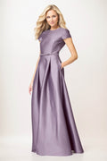 Elegant A-Line Maxi Satin Formal Gown Mother of the Bride Dress