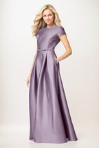 Elegant A-Line Maxi Satin Formal Gown Mother of the Bride Dress
