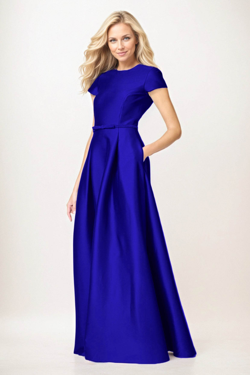 Elegant A-Line Maxi Satin Formal Gown Mother of the Bride Dress