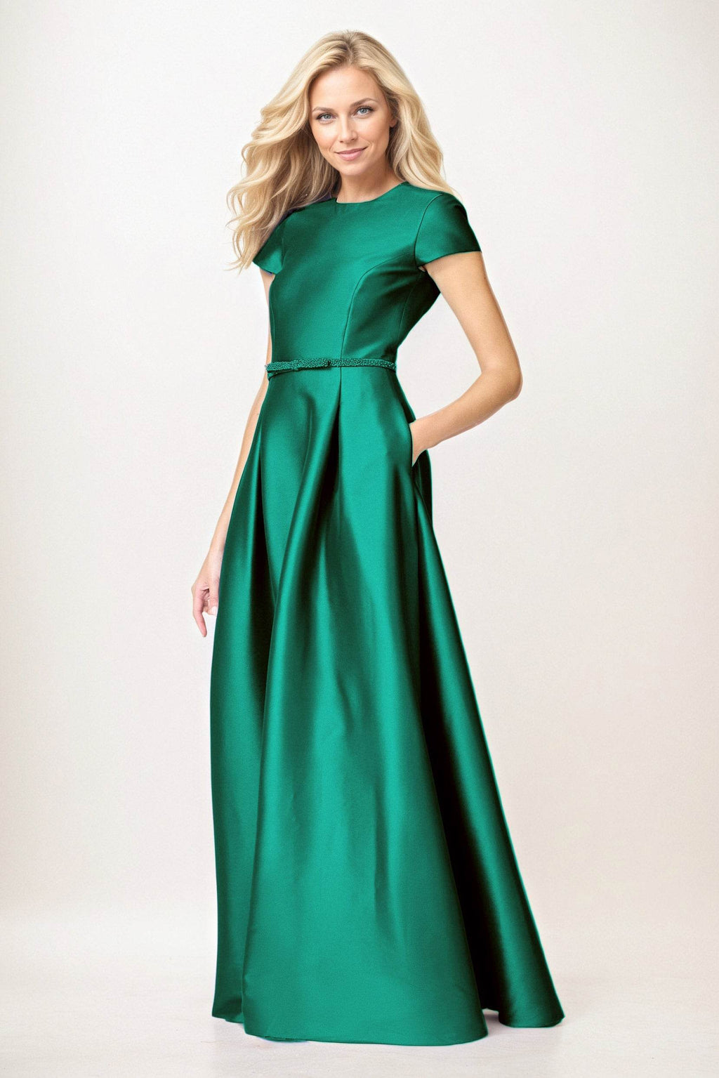 Elegant A-Line Maxi Satin Formal Gown Mother of the Bride Dress