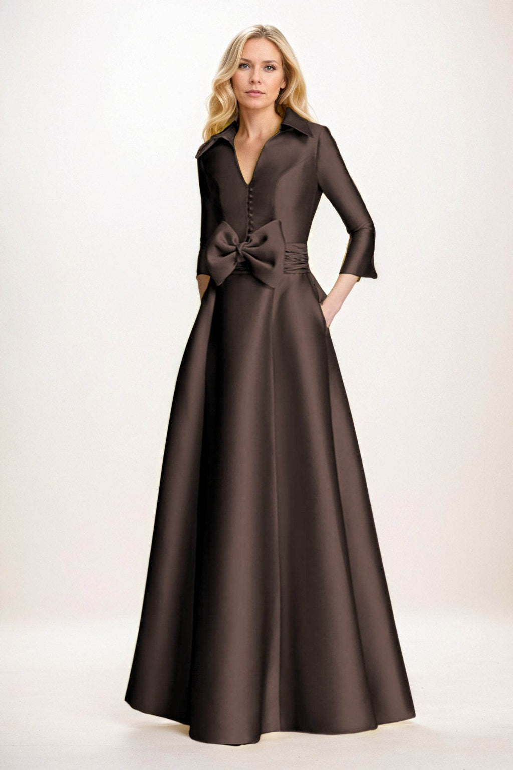Elegant A Line Maxi Mikado Mother of the Bride Dress