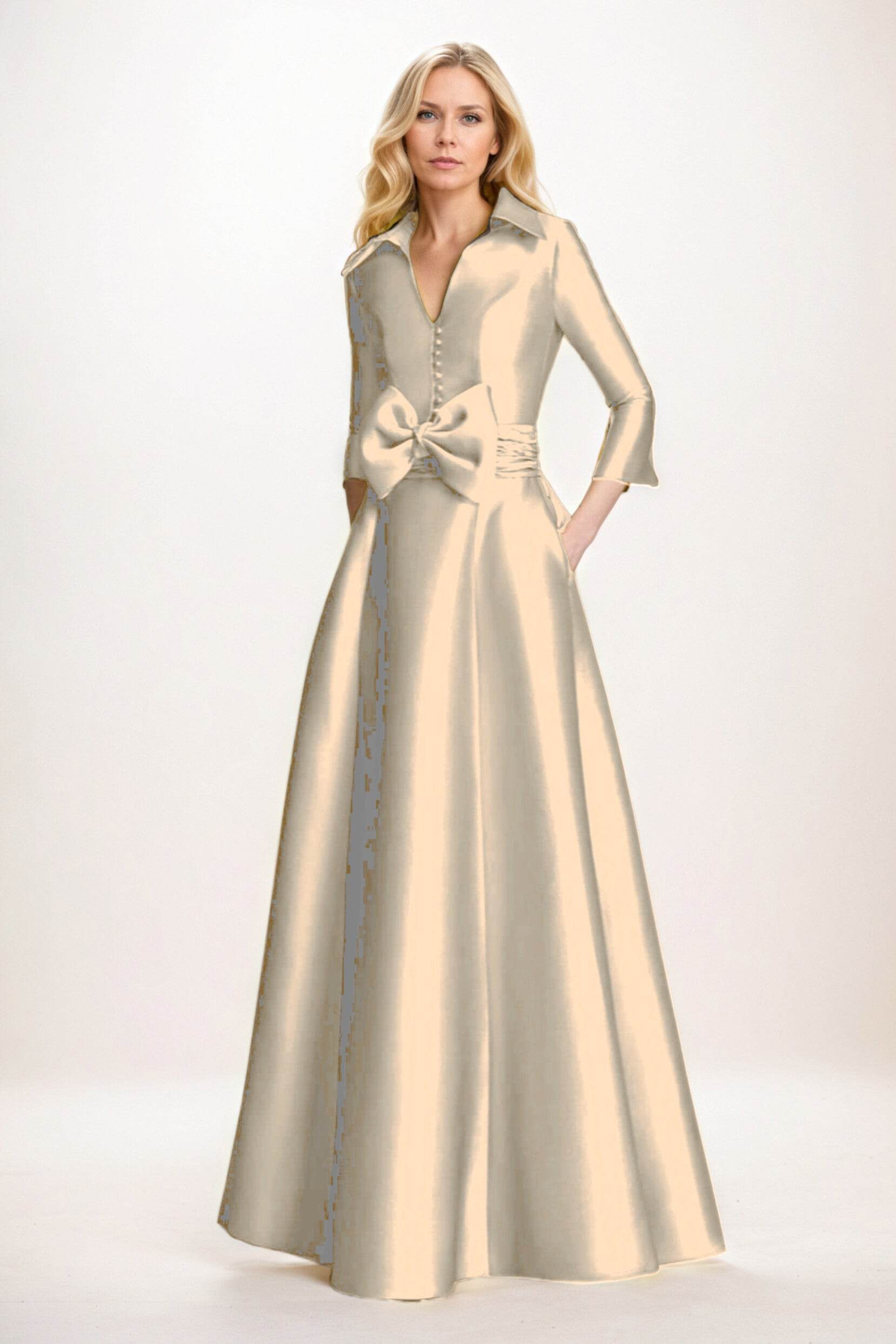 Elegant A Line Maxi Mikado Mother of the Bride Dress