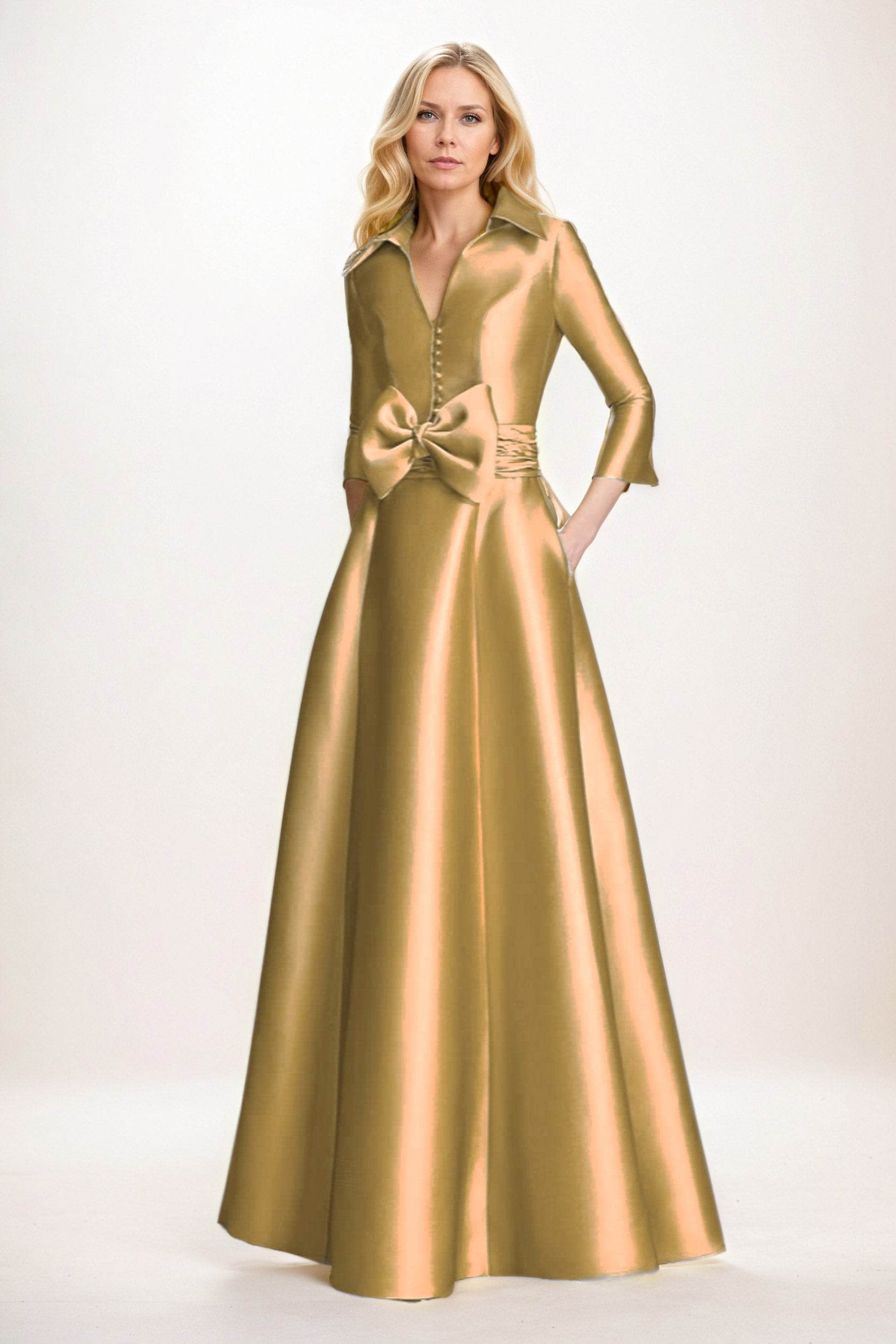 Elegant A Line Maxi Mikado Mother of the Bride Dress