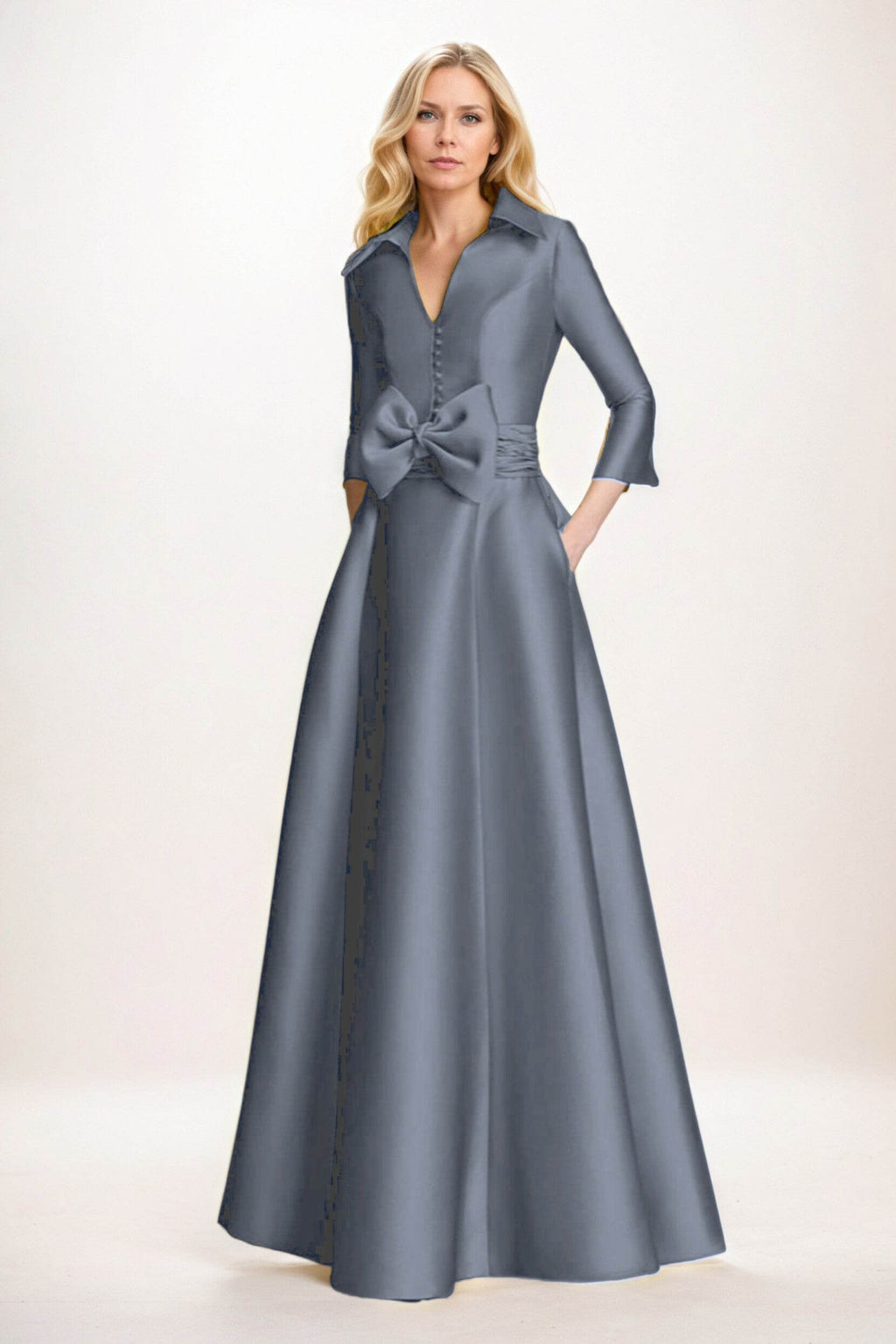 Elegant A Line Maxi Mikado Mother of the Bride Dress