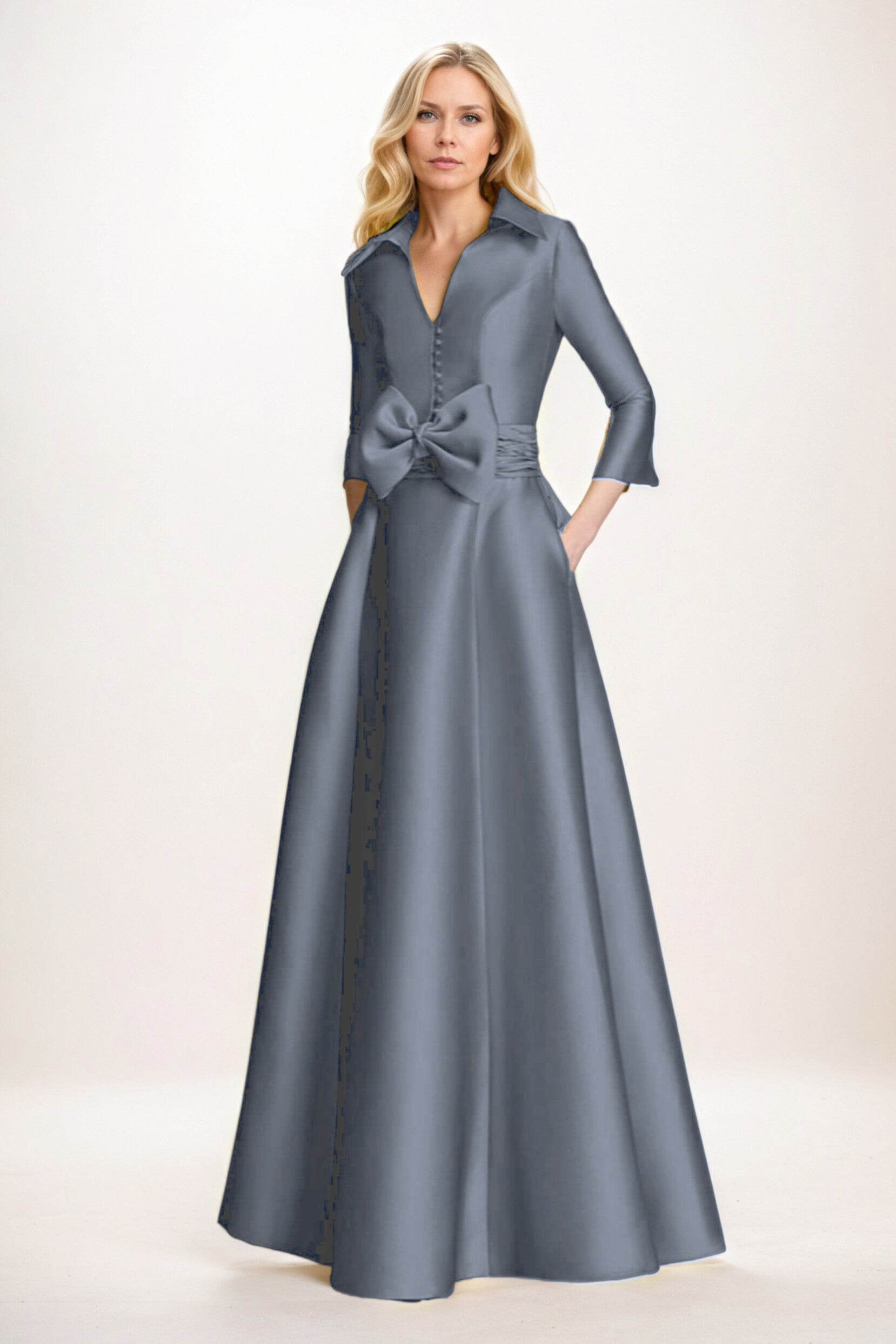 Elegant A Line Maxi Mikado Mother of the Bride Dress