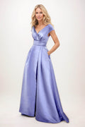 Elegant A-Line Maxi Satin Formal Gown Mother of the Bride Dress