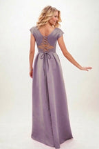 Elegant A-Line Maxi Satin Formal Gown Mother of the Bride Dress