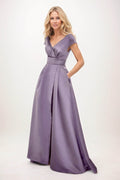 Elegant A-Line Maxi Satin Formal Gown Mother of the Bride Dress