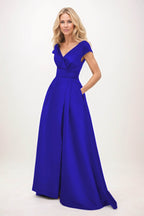 Elegant A-Line Maxi Satin Formal Gown Mother of the Bride Dress