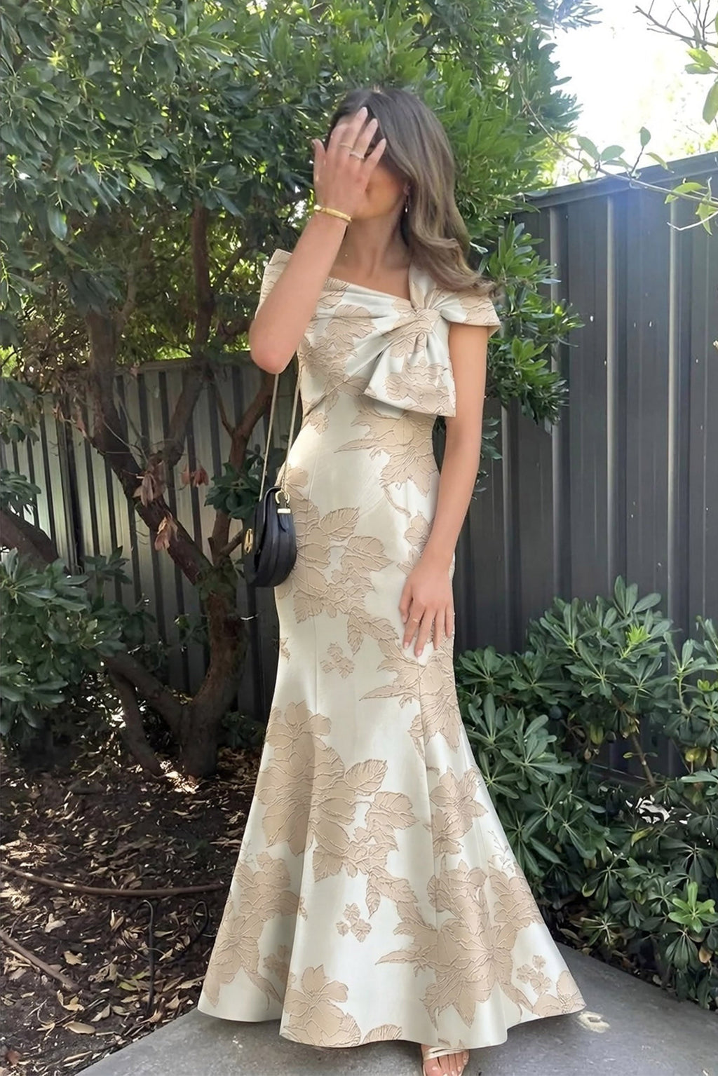 Elegant Trumpet Mermaid Floor Length Jacquard Mother of the Bride Dress Mother of the Bride Dress