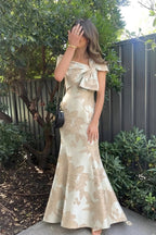 Elegant Trumpet Mermaid Floor Length Jacquard Mother of the Bride Dress Mother of the Bride Dress