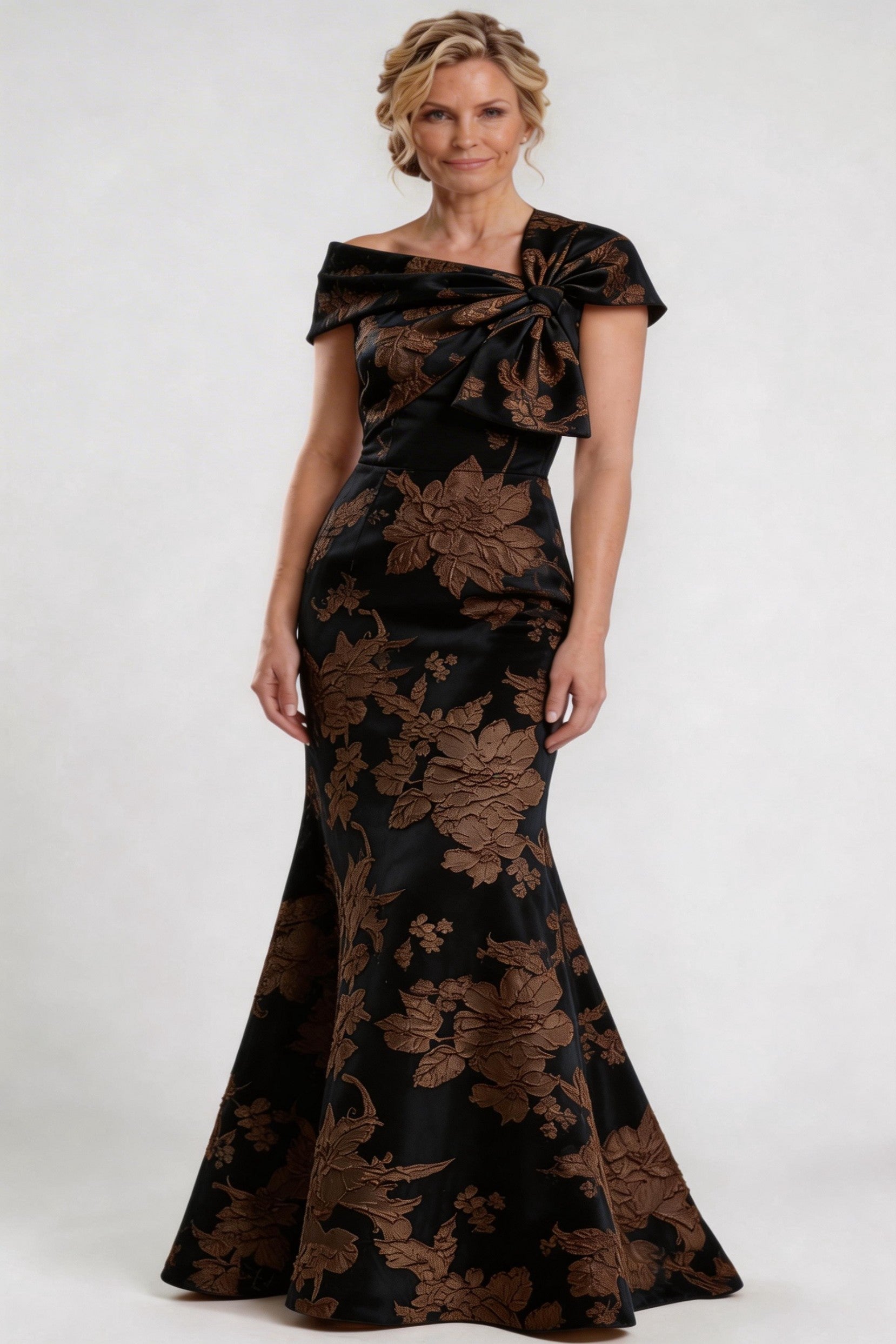 Elegant Trumpet Mermaid Floor Length Jacquard Mother of the Bride Dress Mother of the Bride Dress