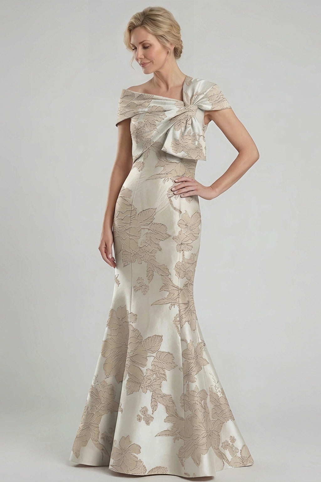 Elegant Trumpet Mermaid Floor Length Jacquard Mother of the Bride Dress Mother of the Bride Dress