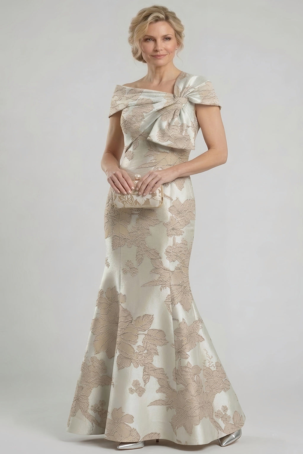 Elegant Trumpet Mermaid Floor Length Jacquard Mother of the Bride Dress Mother of the Bride Dress