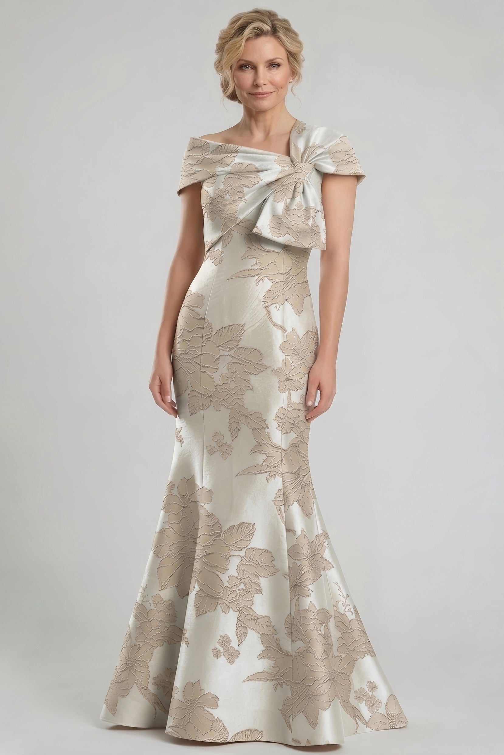 Elegant Trumpet Mermaid Floor Length Jacquard Mother of the Bride Dress Mother of the Bride Dress
