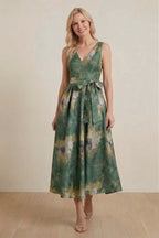 Elegant A Line Tea Length Jacquard Mother of the Bride Dress Mother of the Bride Dress