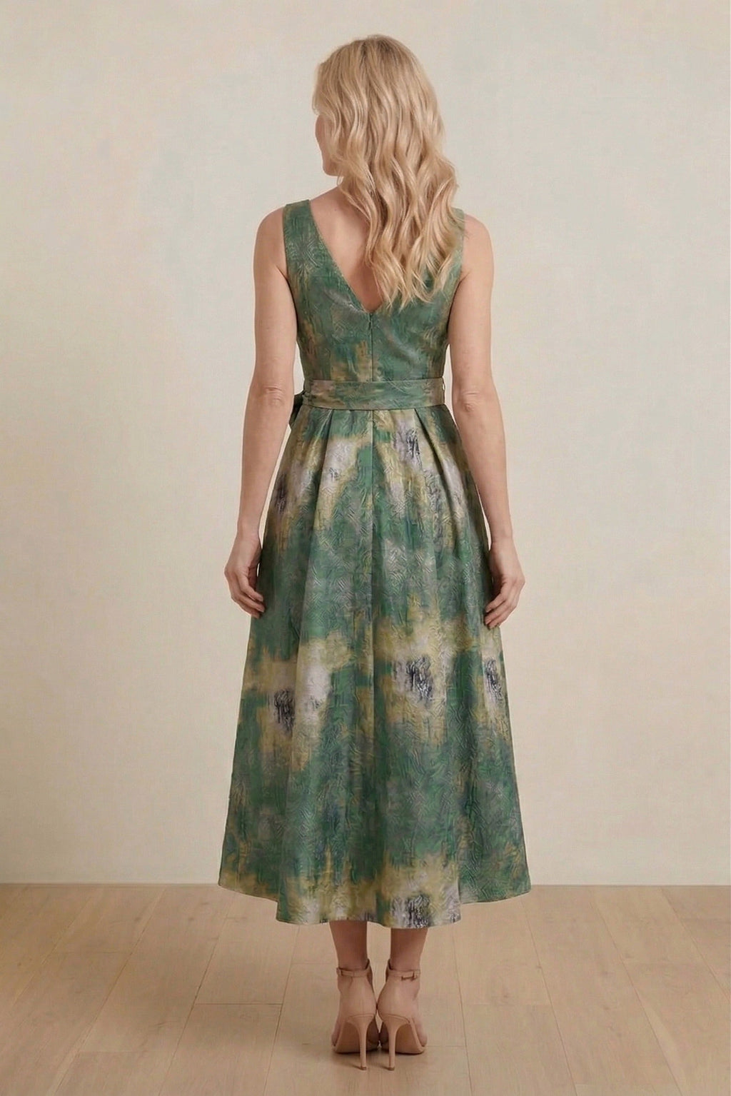Elegant A Line Tea Length Jacquard Mother of the Bride Dress Mother of the Bride Dress